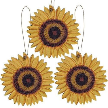 3 Set Wooden Sunflower Ornaments - The Fox Decor